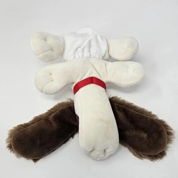 Pound Puppy White Plush Stuffed Dog Floppy Ears White Brown Spots Collar 8” - Picture 5 of 5